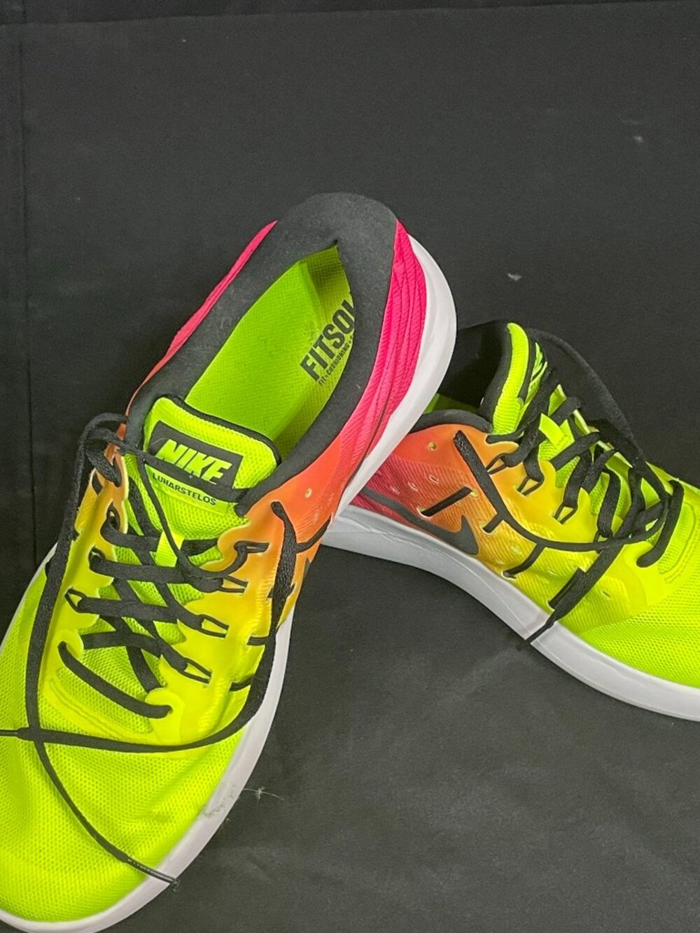 Nike LunarStelos Mens Size 12 Running Shoes Volt Pink Blast Neon 844738-999